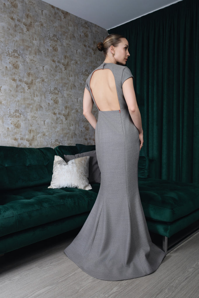 Diana Peplum Ball Gown with Asymmetric Lapel Emile Vidal Carr Diana Peplum Ball Gown with Asymmetric Lapel Emile Vidal Carr
