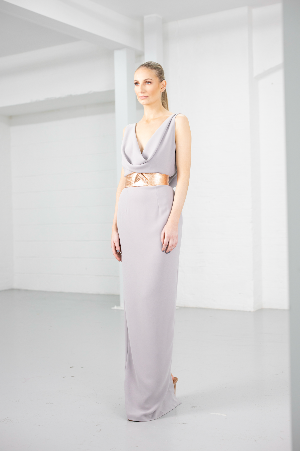 Alesha Long Double Cowl Neck Dress